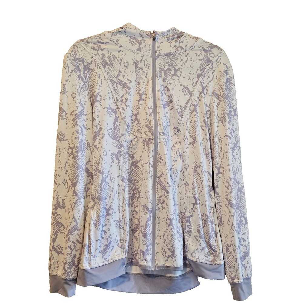 Performance Jacket Womens Large White/purple Full Zip Long Sleeve Stretch-Apana